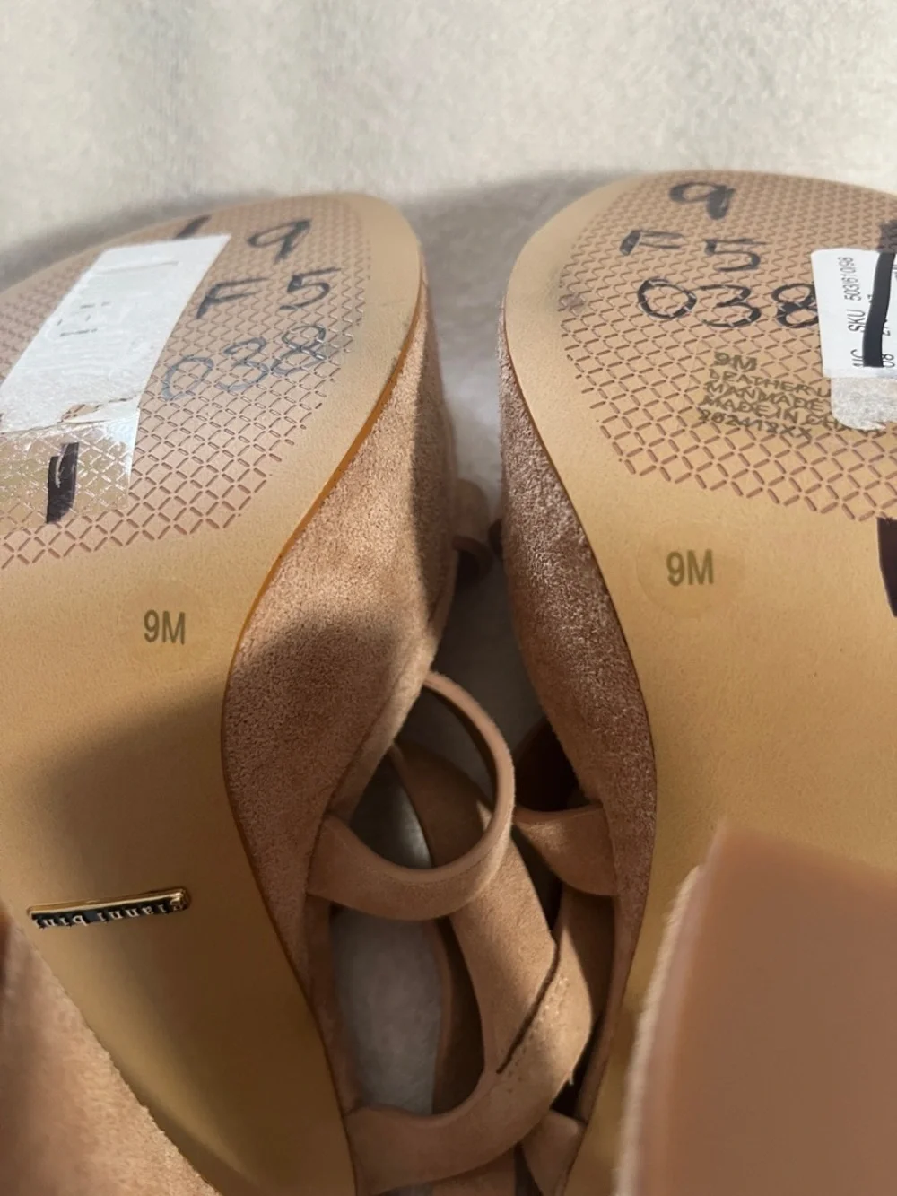 Gianni Bini Beige Suede Strappy Platform Sandal
